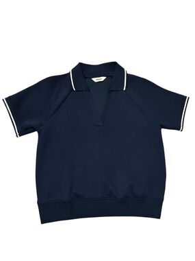 SPANX AirEssentials Piqué Polo Top – Navy (Size Unknown, See Measurements)